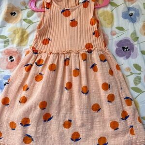 Zara Peach Dress with Orange and Blue Fruit Print